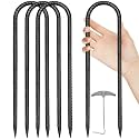Trampoline Stakes Anchors High Wind 12''Ground Anchor Tent Stakes Heavy Duty, U Rebar Stakes Trampoline Accessories