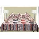 Trance Home Linen 108TC 100% Cotton Diwan Set|Hand Block Jaipuri Printed Design (Set of 8 Piece, 1-Bed Sheet 50x90 Inch|2-Bolster Cover 16x31 Inch|5-Cushion Cover 16x16 Inch)-Ambari Blue