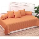 Trance Home Linen 200TC Striped Diwan Set Cotton 6 Pcs |Dewaan Bedsheet Sets (Set of 6 Pcs, 1-Bed Sheet 54x88 Inch | 2-Bolster Cover 16x32 Inch | 3-Cushion Cover 16x16 Inch)- Peach