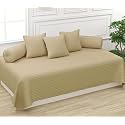 Trance Home Linen 200TC Striped Diwan Set Cotton 6 Pcs |Dewaan Bedsheet Sets (Set of 6 Pcs, 1-Bed Sheet 54x88 Inch | 2-Bolster Cover 16x32 Inch | 3-Cushion Cover 16x16 Inch)- Beige