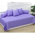 Trance Home Linen 200TC Striped Diwan Set Cotton 6 Pcs |Dewaan Bedsheet Sets (Set of 6 Pcs, 1-Bed Sheet 54x88 Inch | 2-Bolster Cover 16x32 Inch | 3-Cushion Cover 16x16 Inch)- Lilac Purple