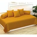 Trance Home Linen 200TC Striped Diwan Set Cotton 6 Pcs |Dewaan Bedsheet Sets (Set of 6 Pcs, 1-Bed Sheet 54x88 Inch | 2-Bolster Cover 16x32 Inch | 3-Cushion Cover 16x16 Inch)- Mustard Yellow
