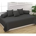 Trance Home Linen 200TC Striped Diwan Set Cotton 6 Pcs |Dewaan Bedsheet Sets (Set of 6 Pcs, 1-Bed Sheet 54x88 Inch | 2-Bolster Cover 16x32 Inch | 3-Cushion Cover 16x16 Inch)- Dark Grey