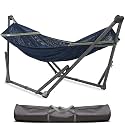 Tranquillo Uniki Adjustable Hammock with Stand Collapsible, 550 lbs, Aegean