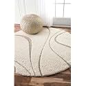 Transitional Flames Round Shaggy Carpet for Living