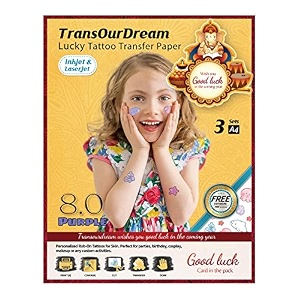 transourdream glitter purple printable temporary tattoo transfer paper for inkjet amp laser printer 3 sets a4 size diy personalized waterproof temporary tattoos for skin tat8-3