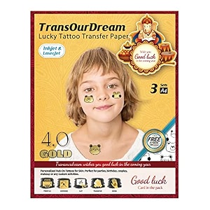 transourdream gold printable temporary tattoo transfer paper for inkjet amp laser printer 3 sets a4 size diy personalized waterproof temporary tattoos for skin