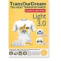 TransOurDream Light 3.0 - Upgraded Iron on Heat Transfer Paper for T Shirts (100 Sheets, A4) Iron-on Transfers Paper for Light Fabric Printable Heat Transfer Vinyl for Inkjet Printer