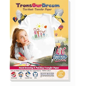 transourdream light 40 plus heat transfer paper t-shirt drawing paper amp painting iron on transfers printable vinyl htv for light white fabrics 5 sheets a4 for kids artisttod-l4p-5