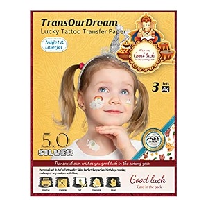 transourdream silver printable temporary tattoo transfer paper for inkjet amp laser printer 3 sets a4 size diy personalized waterproof temporary tattoos for skin tat5-3