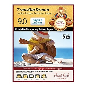 transourdream white printable temporary tattoo transfer paper for inkjet amp laser printer 5 sets a4 size diy personalized temporary tattoos paper for skin