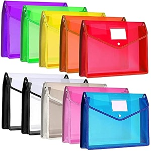 transparent a4 size document file folder storage bag with snap button for certificateslegal documents - set of 10