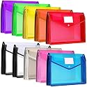 Transparent A4 Size Document File Folder Storage Bag with Snap Button for Certificates/Legal Documents - Set of 10
