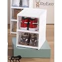 Transparent Shoe Rack - Drop Front Foldable Shoe Organizer Storage Box - Footwear Organiser for Men, Women, Heels, Boots, Loafers, Sneakers, Slippers (2 Layer)