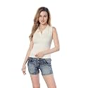 TRASA Womens Sleeveless Rib Knitted Cotton Racer
