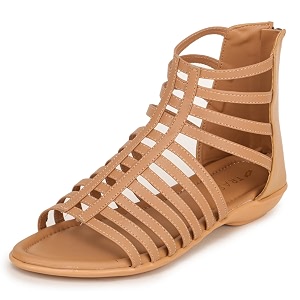 TRASE Flats Gladiator With Zip Closure For