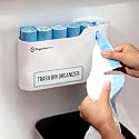 OrganizeMee Garbage Bag Holder & Dispenser - Wall Mounted Trash Bag Organizer Box for Kitchen, Punch-Free Plastic Bag Storage Container & Dustbin Cover Dispenser Kitchen Organiser , White, Qty:1