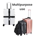 TraveEssentialz Adjustable Luggage Belts (Pack of 2, Black) – Heavy Duty Suitcase Strap Set (2.3m) | Baggage Security Strap for Check-in Luggage Trolley Bags, Straps for Backpacks