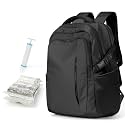 Travel Backpack with 2 Pack Vacuum Bags and Hand Pump, Personal item Backpacks Vacuum Storage Bags for Women Men, Travel Essentials Space Saving Compression Bag for Backpack,Luggage,Suitcase, Black