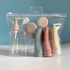 travel bottles set for toiletries  tsa approved leak proof silicone travel containers with clear pouch refillable travel size bottles for shampoo lotion and conditioner multi set of 11