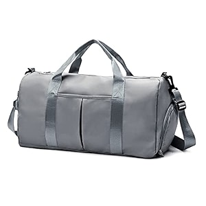 travel duffed tote bag waterproof fold-able and expandable weekender bag for swim sports gym bag grey fasion