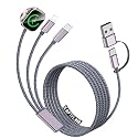 Travel Essentials for Apple Watch Charger,iPhone Charger,3 in 2 Multi Charging Cable,Type C/Magnetic Fast Charging Cable [Portable] for iWatch Series Ultra/11/10/9/SE,iPhone 17-11-6FT Gray