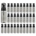 Travel Foam Pump Bottle - 2oz Empty Foaming Soap Dispenser for Lash Shampoo - Plastic Small Mousse Container Mini Travel Size - Refillable Eyelash Wash Cleanser Foamer 60ml Black Transparent