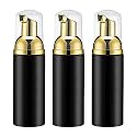 Travel Foam Pump Bottle - 2oz Small Size Foaming Hand Soap Dispenser - Mini Portable Mousse Lash Shampoo Kit Container for Hair - Empty Leak Proof Plastic Gold &Black Foamer 3Pack