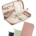 Travel Jewelry Organizer Case - for Tangle-Free Necklaces, Earrings, Rings, Bracelets Storage, Travel Essentials, Fashion Portable Jewelry Travel bags for Women - Large Macaron Pink