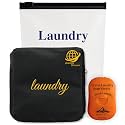 Travel Laundry Detergent Sheets and Foldable Travel Laundry Bag – Compact Laundry Detergent Sheets for Traveling, Dirty Clothes Laundry Bag for Hotels, Cruises &amp; Suitcases