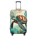 Travel Luggage Cover Vintage Turtle Starfish World Map Luggage Suitcase Protector Baggage Fit Small
