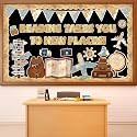 Travel The Map Reading Class Bulletin Board Set Adventure Classroom Decoration Back to School Reading Takes You to New Places Paper Cutouts for School Nursery Chalkboard Wall Door Decor Party Supplies