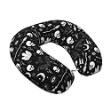 Travel and Office Neck Pillow Gothic Trippy Moon Skull Dark Black Cat Witch Magic Spirit Board, U-Shaped Memory Foam for Comfortable Support During Trips and Work