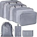 Travel Organizer 7 in 1 Travel Laundry Cosmetics Luggage Packing Organizers Set Makeup Bags Organizer Packing Cubes with Shoe Bag for Travel, Nylon (Grey)