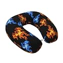 Travel Support Pillow Red and Blue Fire, U-Shaped Memory Foam for Neck Comfort on Airplanes, Cars, and Commutes