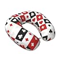 Travel Support Pillow Suits Hearts Diamonds Clubs Spades Grid Poker Playing Cards, U-Shaped Memory Foam for Neck Comfort on Airplanes, Cars, and Commutes