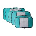 TravelWise Luggage Packing Organization Cubes 5 Pack, Teal, 2 Small, 2 Medium, 1 Large (TWPC-24)