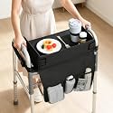 Tray for Walkers for Seniors with Cup Holder - Walker Accessories 【w/Pockets, Cup Holder & Non Slip Mat for Food】Mobility Trays Fits Most Standard Folding Walkers, Removable & Easy Assembly