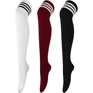 trazo women39s thigh high socks over the knee high knitted casual boot socks stiped long fashionable stockings