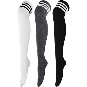 trazo women39s thigh high socks over the knee high knitted casual boot socks stiped long fashionable stockings