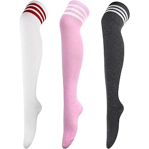trazo women39s thigh high socks over the knee high knitted casual boot socks stiped long fashionable stockings