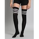 TRAZO Women's Thigh High Socks Over the Knee High Knitted Casual Boot Socks, Stiped Long Fashionable Stockings