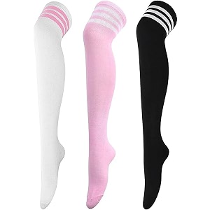 trazo women39s thigh high socks over the knee high knitted casual boot socks stiped long fashionable stockings