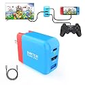 TreasLin Switch Dock, PD 36W USB-C/HDMI Switch Adapter or Switch-OLED TV Dock Station 4K 60Hz HDMI Charger Adapter Portable Switch Charger Accessory, Red and Blue