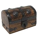 Treasure Chest Keepsake and Decorative Wood Box (Small 5x3x3.25") - Storage Box, Wooden Box with Hinged Lid, Rustic Storage, Pirate Storage Box, Vintage Wooden Chest