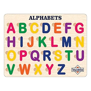 treasurebox wooden puzzle educational board learning toy tray for kids size 22x30 cm alphabets