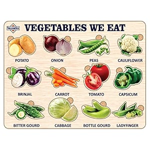 treasurebox wooden puzzle educational board learning toy tray for kids size 22x30 cm vegetables