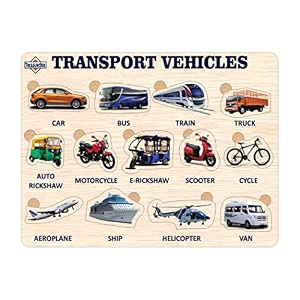 treasurebox wooden puzzle educational board learning toy tray for kids size 22x30 cm transport vehicles