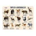 TreasureBox Wooden Puzzle Educational Board Learning Toy Tray for Kids, Size 22x30 cm (Wild Animals)