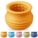 Treat Dispensing Dog Toy, Long-Lasting Interactive Puzzle Toys for Dogs, Stuffable Dog Enrichment Frozen Lick Treat Toy for Boredom, BPA Free Silicone Fetch Catch Chew Toy (Orange,L)